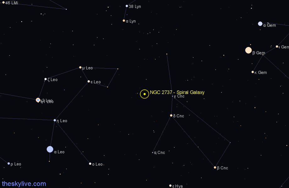 Finder chart NGC 2737 - Spiral Galaxy in Cancer star