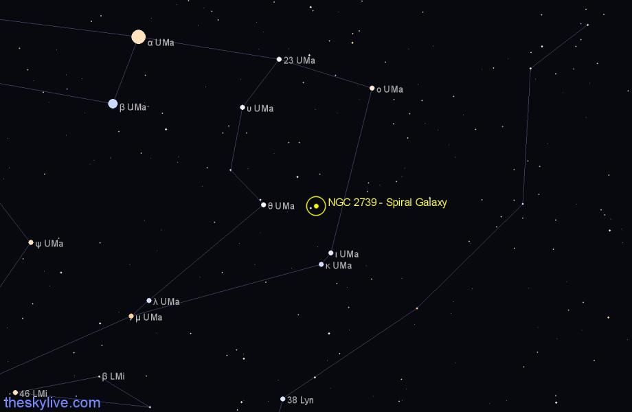 Finder chart NGC 2739 - Spiral Galaxy in Ursa Major star