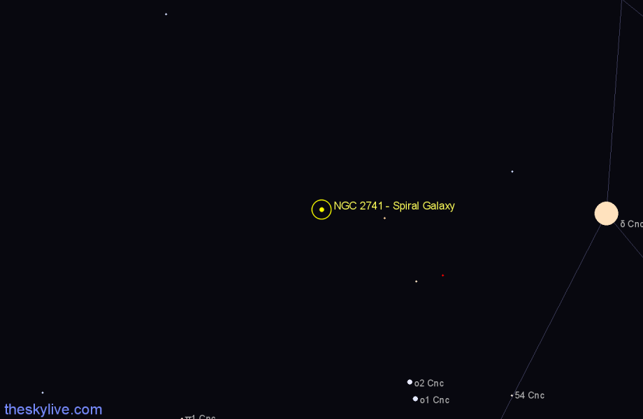 Finder chart NGC 2741 - Spiral Galaxy in Cancer star