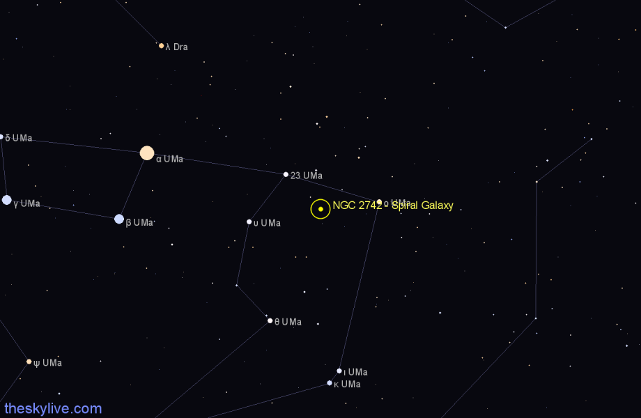 Finder chart NGC 2742 - Spiral Galaxy in Ursa Major star