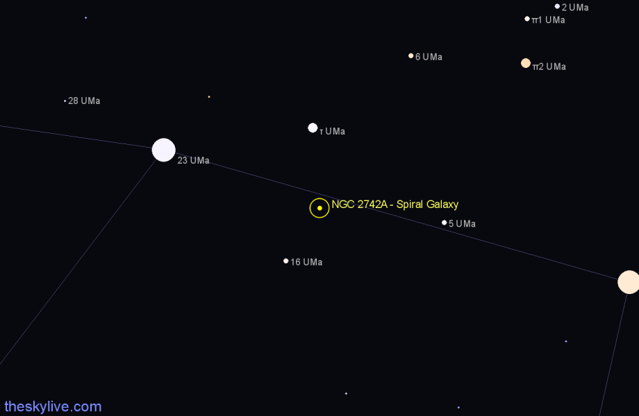 Finder chart NGC 2742A - Spiral Galaxy in Ursa Major star