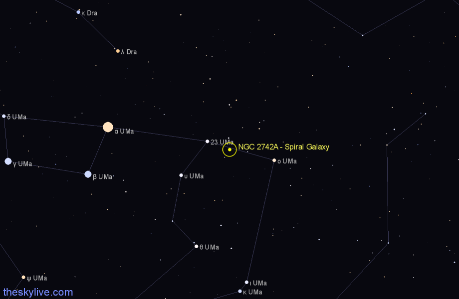 Finder chart NGC 2742A - Spiral Galaxy in Ursa Major star