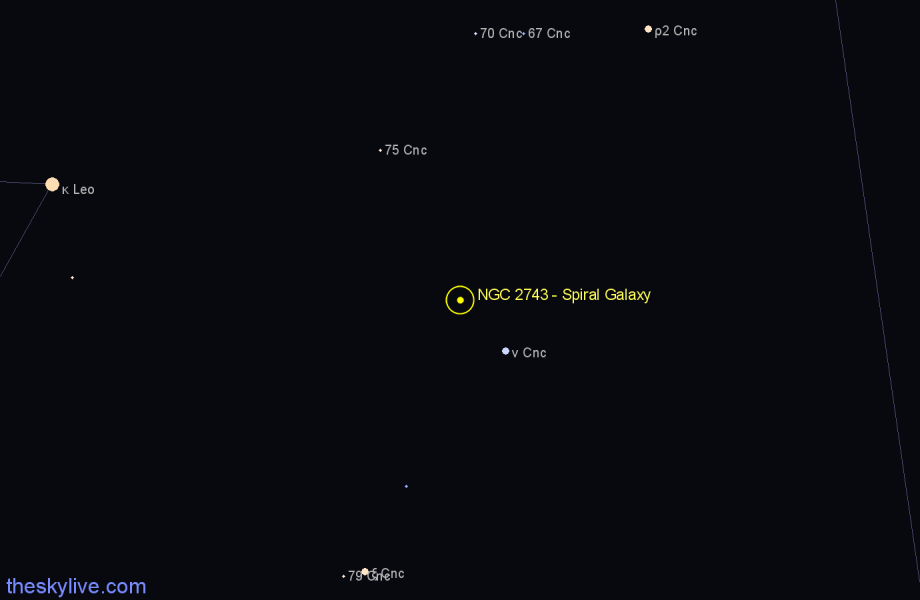 Finder chart NGC 2743 - Spiral Galaxy in Cancer star