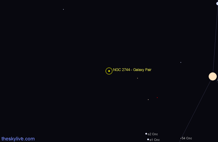 Finder chart NGC 2744 - Galaxy Pair in Cancer star