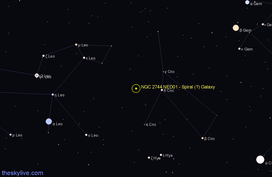 Finder chart NGC 2744 NED01 - Spiral (?) Galaxy in Cancer star