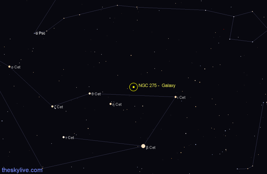 Finder chart NGC 275 - Galaxy in Cetus star