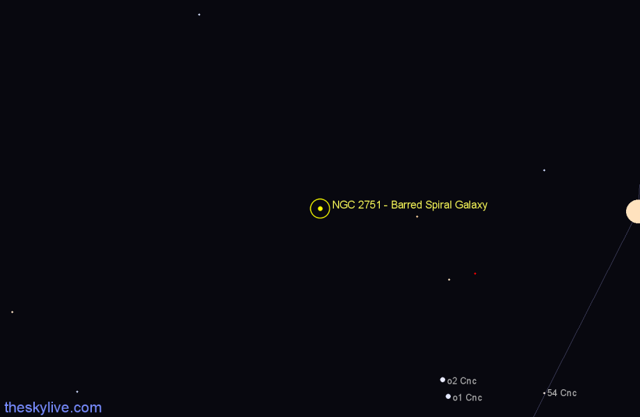 Finder chart NGC 2751 - Barred Spiral Galaxy in Cancer star
