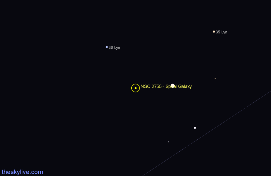 Finder chart NGC 2755 - Spiral Galaxy in Lynx star