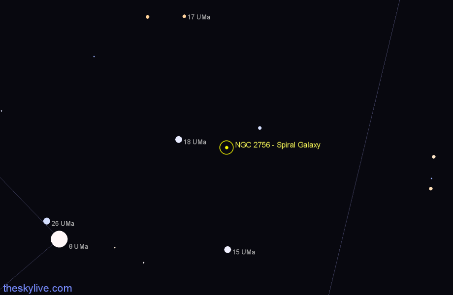 Finder chart NGC 2756 - Spiral Galaxy in Ursa Major star