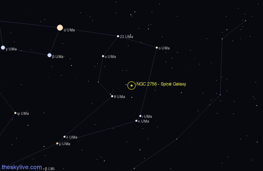 Finder chart NGC 2756 - Spiral Galaxy in Ursa Major star