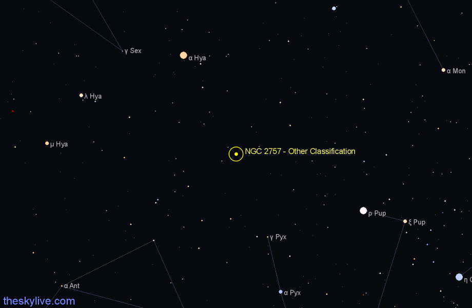 Finder chart NGC 2757 - Other Classification in Hydra star
