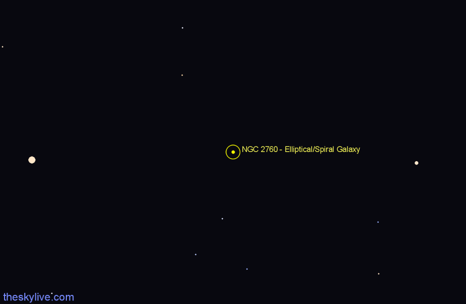 Finder chart NGC 2760 - Elliptical/Spiral Galaxy in Draco star