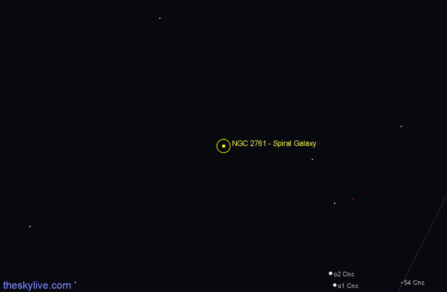 Finder chart NGC 2761 - Spiral Galaxy in Cancer star