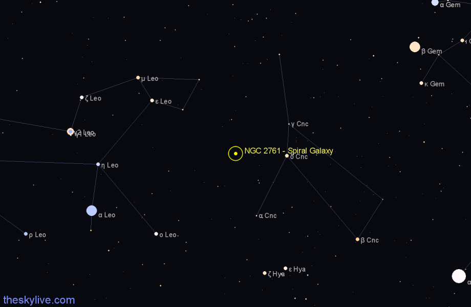 Finder chart NGC 2761 - Spiral Galaxy in Cancer star