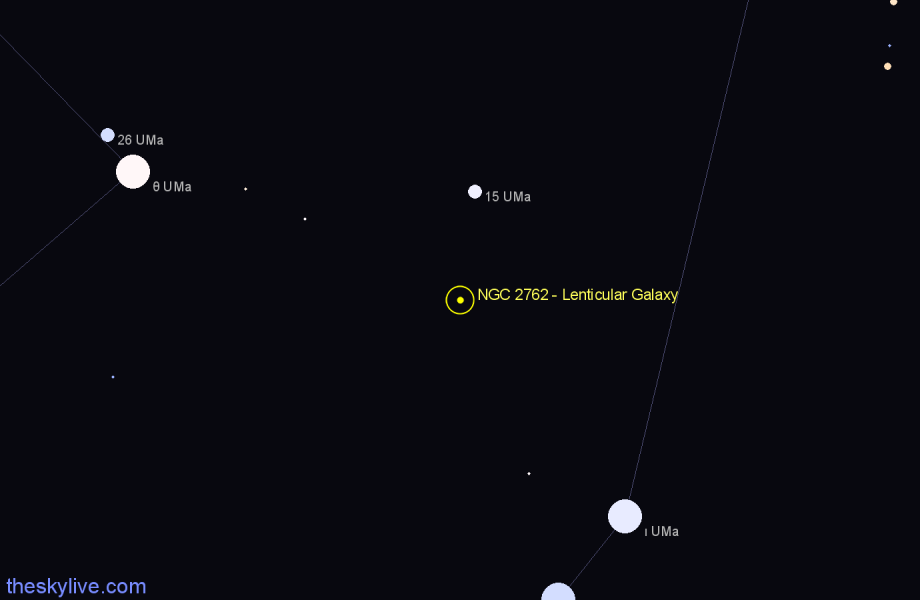 Finder chart NGC 2762 - Lenticular Galaxy in Ursa Major star