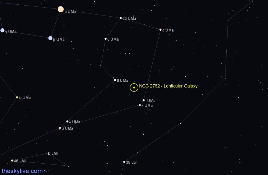 Finder chart NGC 2762 - Lenticular Galaxy in Ursa Major star