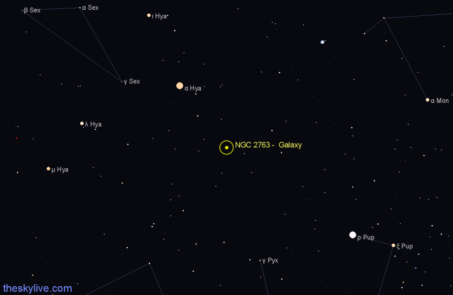 Finder chart NGC 2763 - Galaxy in Hydra star