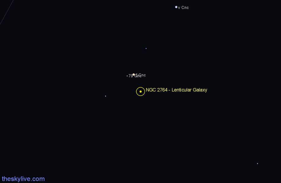 Finder chart NGC 2764 - Lenticular Galaxy in Cancer star