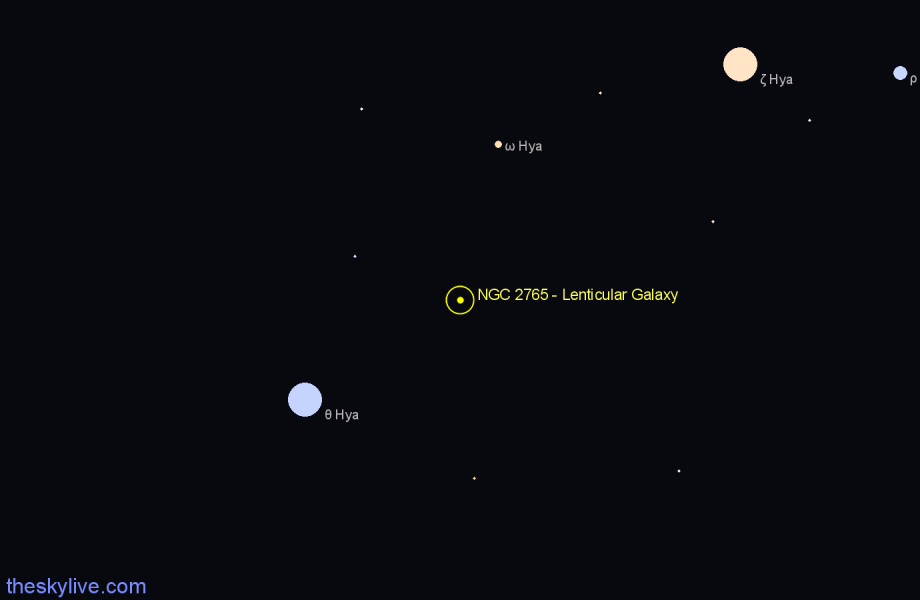 Finder chart NGC 2765 - Lenticular Galaxy in Hydra star