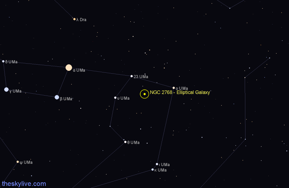 Finder chart NGC 2768 - Elliptical Galaxy in Ursa Major star