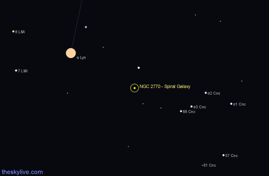 Finder chart NGC 2770 - Spiral Galaxy in Lynx star