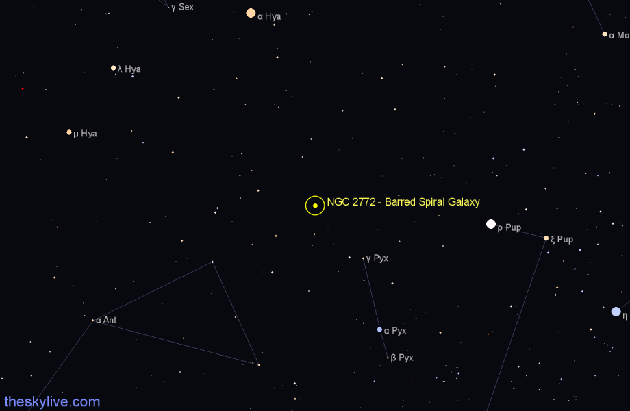 Finder chart NGC 2772 - Barred Spiral Galaxy in Pyxis star