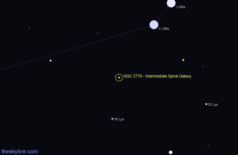 Finder chart NGC 2776 - Intermediate Spiral Galaxy in Lynx star