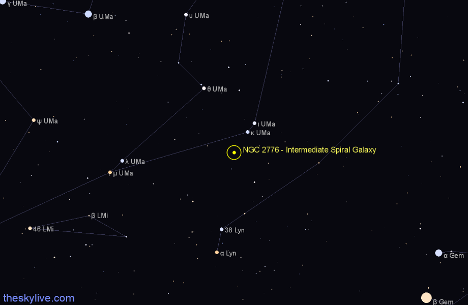 Finder chart NGC 2776 - Intermediate Spiral Galaxy in Lynx star