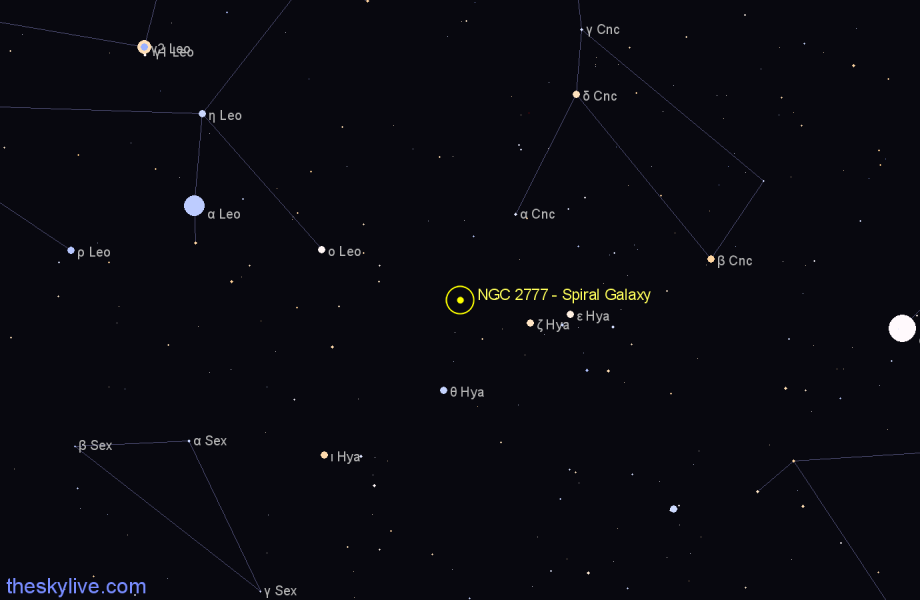 Finder chart NGC 2777 - Spiral Galaxy in Cancer star