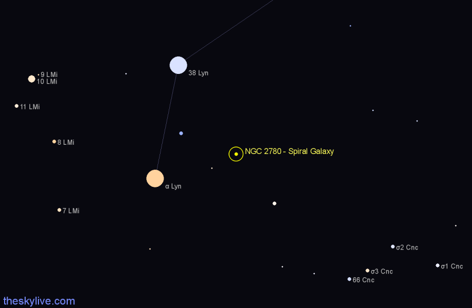 Finder chart NGC 2780 - Spiral Galaxy in Lynx star