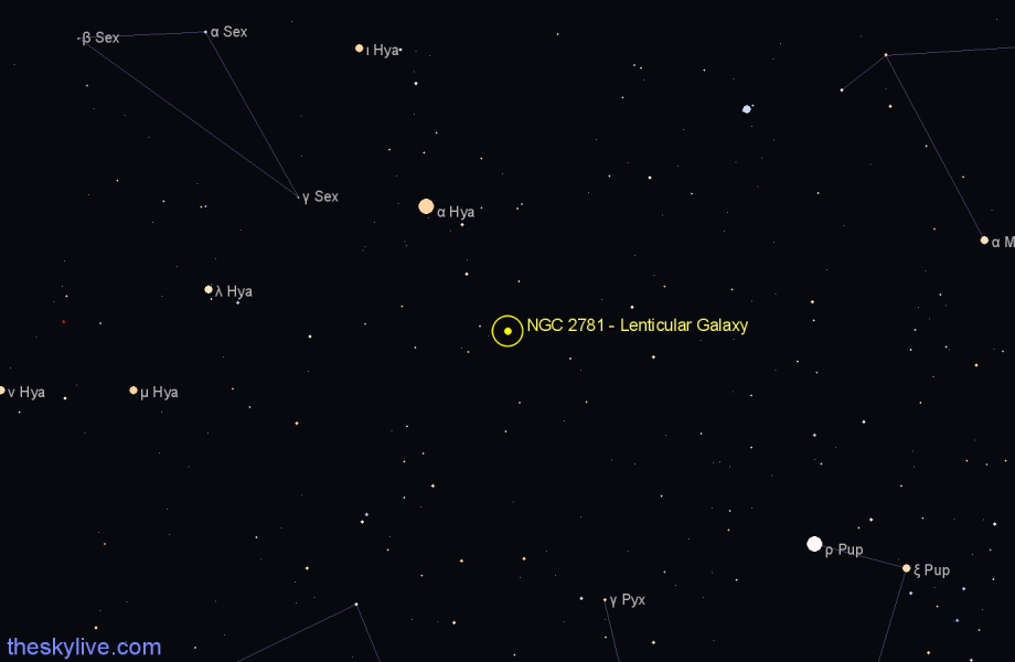 Finder chart NGC 2781 - Lenticular Galaxy in Hydra star