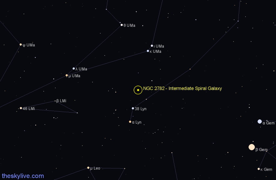 Finder chart NGC 2782 - Intermediate Spiral Galaxy in Lynx star