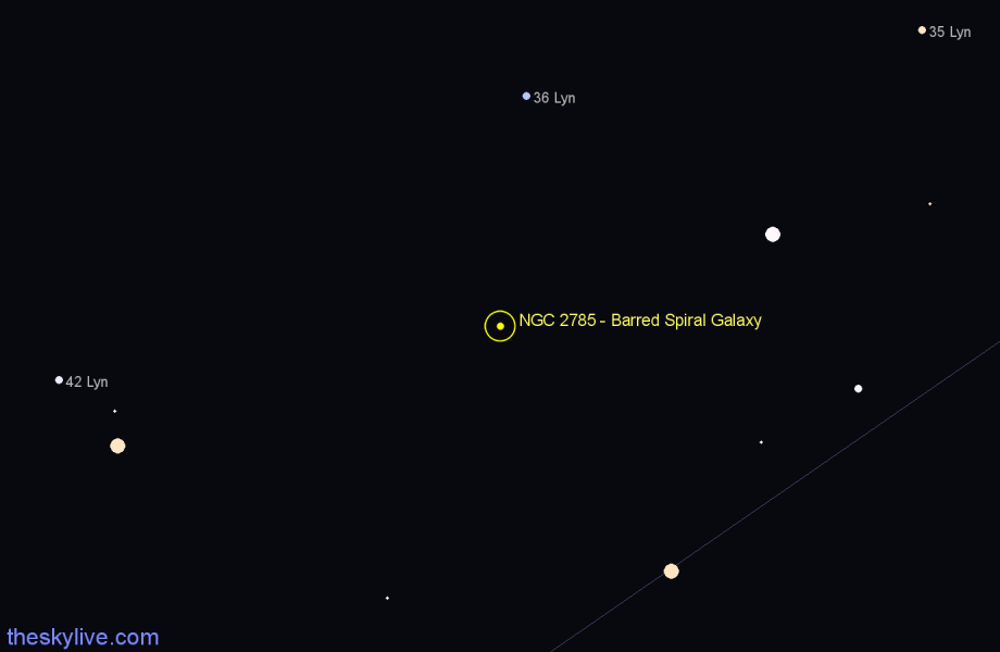 Finder chart NGC 2785 - Barred Spiral Galaxy in Lynx star