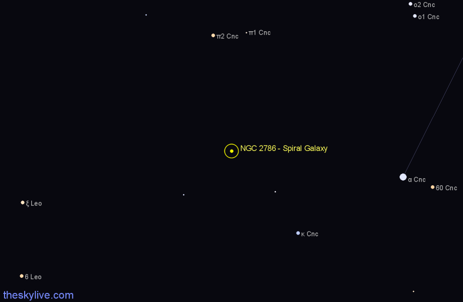 Finder chart NGC 2786 - Spiral Galaxy in Cancer star