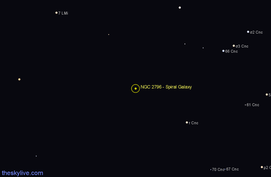 Finder chart NGC 2796 - Spiral Galaxy in Cancer star