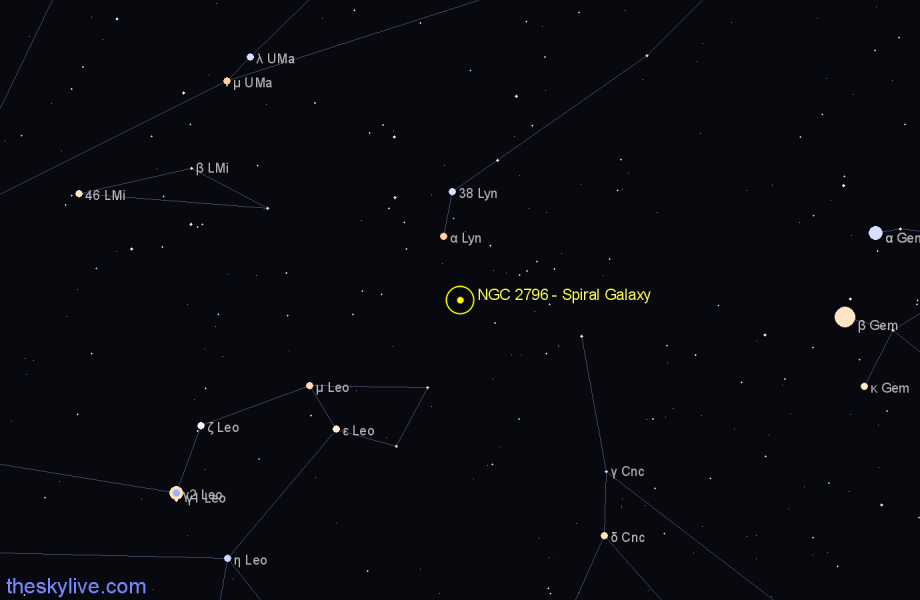 Finder chart NGC 2796 - Spiral Galaxy in Cancer star