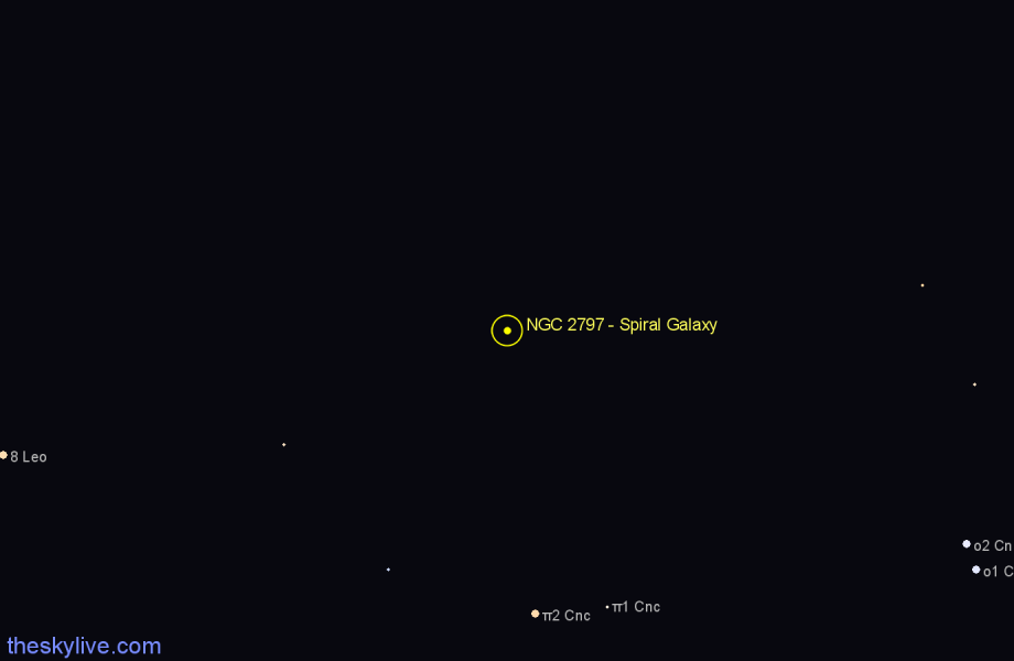 Finder chart NGC 2797 - Spiral Galaxy in Cancer star