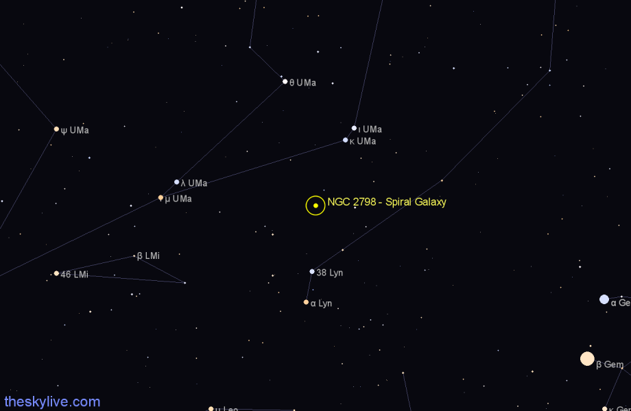 Finder chart NGC 2798 - Spiral Galaxy in Ursa Major star