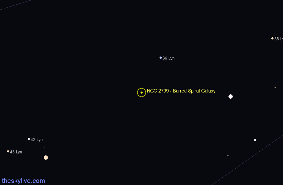 Finder chart NGC 2799 - Barred Spiral Galaxy in Ursa Major star