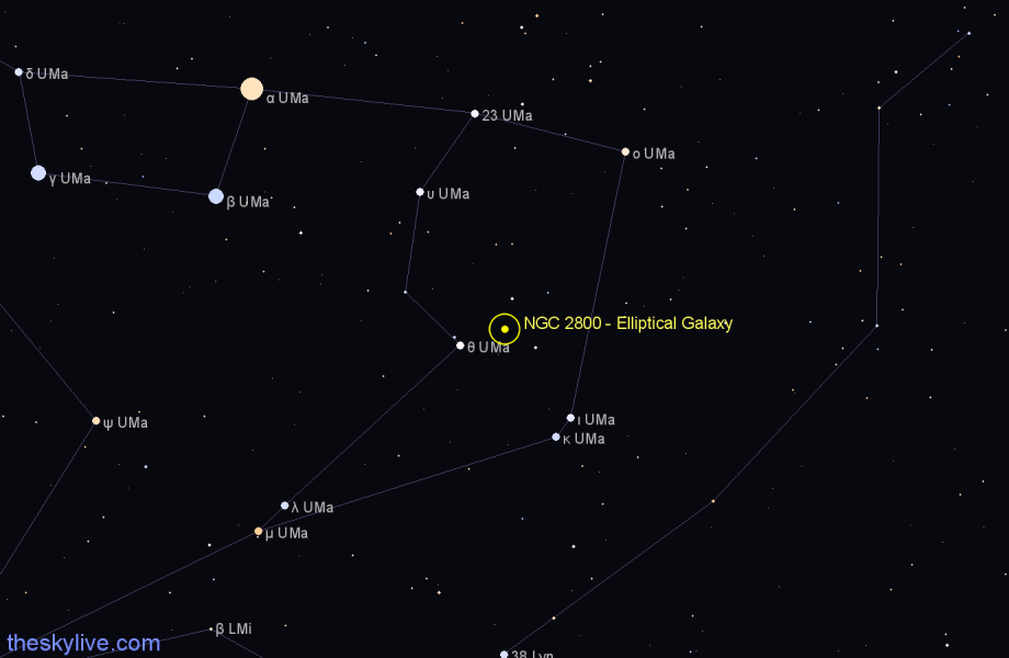 Finder chart NGC 2800 - Elliptical Galaxy in Ursa Major star