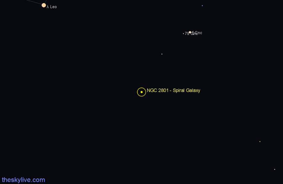 Finder chart NGC 2801 - Spiral Galaxy in Cancer star