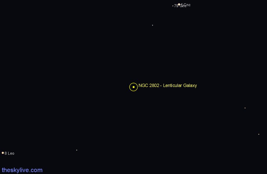 Finder chart NGC 2802 - Lenticular Galaxy in Cancer star