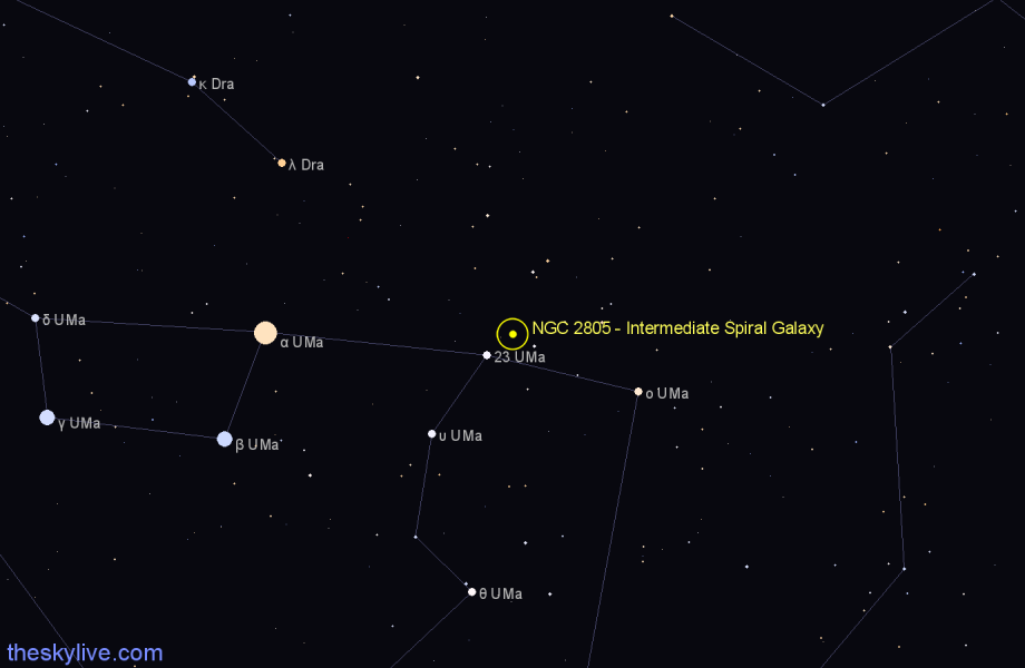 Finder chart NGC 2805 - Intermediate Spiral Galaxy in Ursa Major star