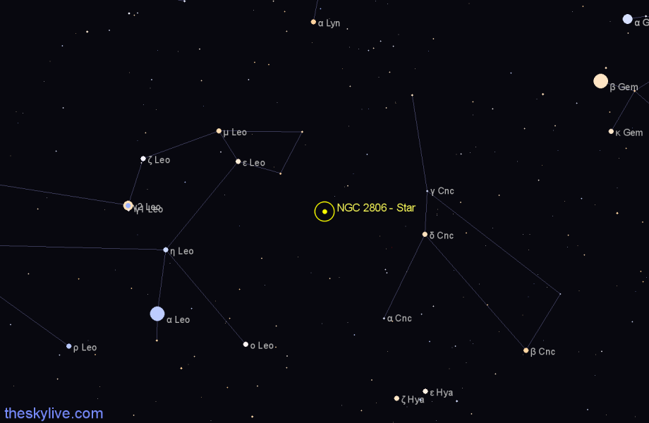 Finder chart NGC 2806 - Star in Cancer star