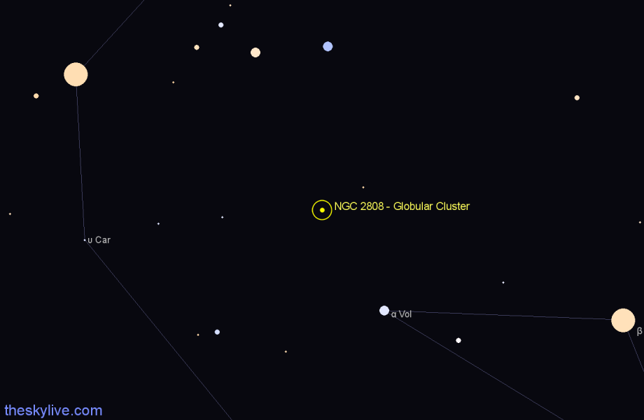 Finder chart NGC 2808 - Globular Cluster in Carina star