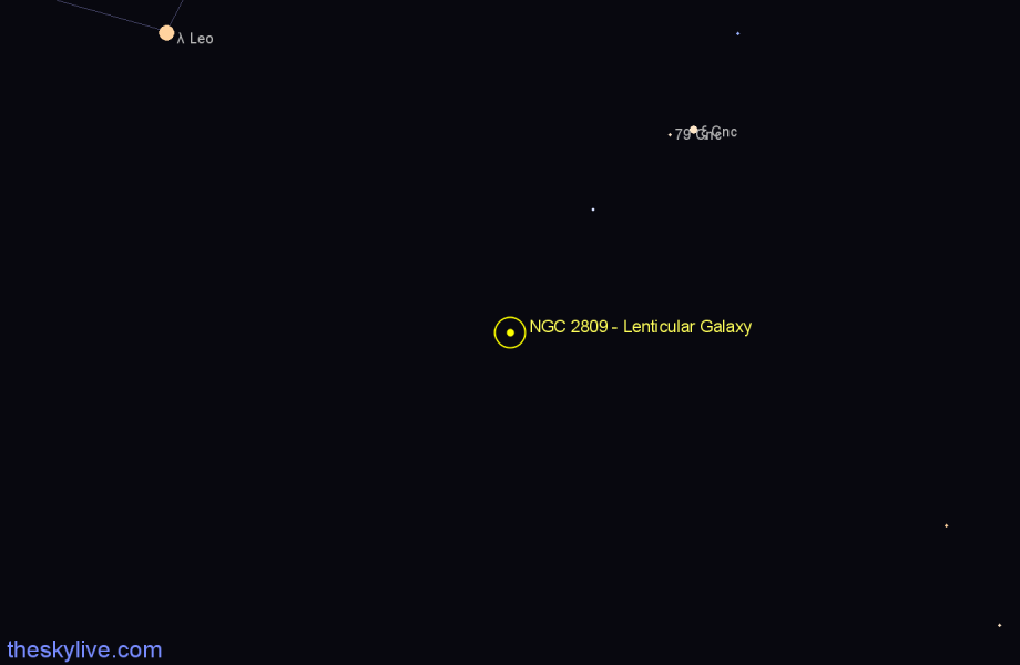 Finder chart NGC 2809 - Lenticular Galaxy in Cancer star