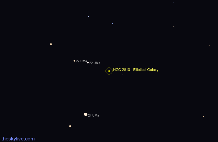 Finder chart NGC 2810 - Elliptical Galaxy in Ursa Major star