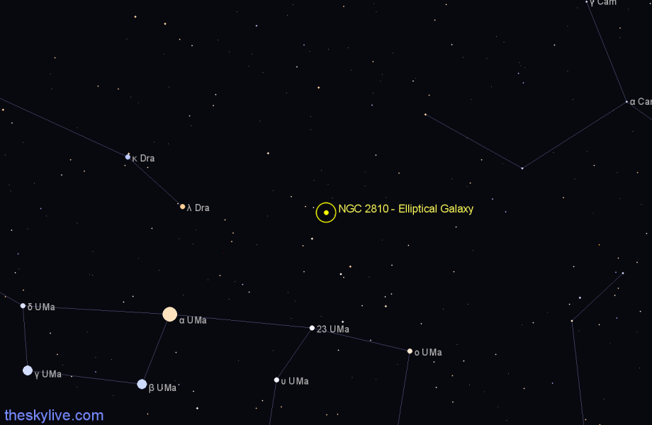 Finder chart NGC 2810 - Elliptical Galaxy in Ursa Major star