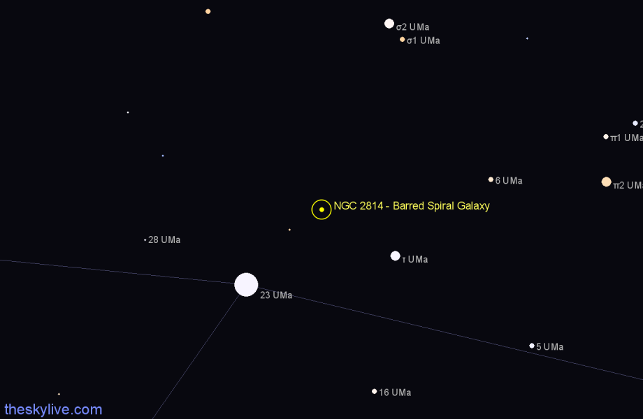 Finder chart NGC 2814 - Barred Spiral Galaxy in Ursa Major star