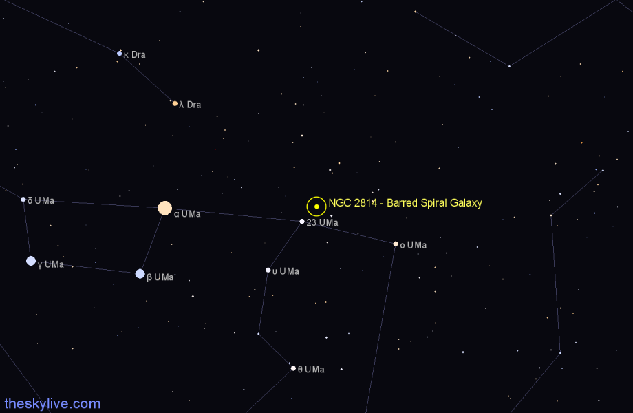 Finder chart NGC 2814 - Barred Spiral Galaxy in Ursa Major star